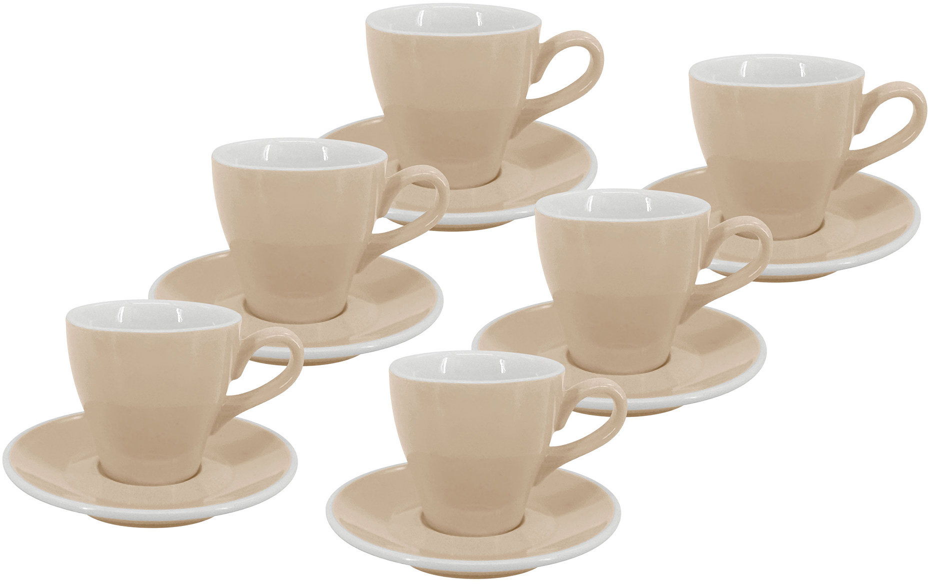 by inspire Set 6 ks - Lungo šálek s podšálkem Milano, 150 ml, slonová kost