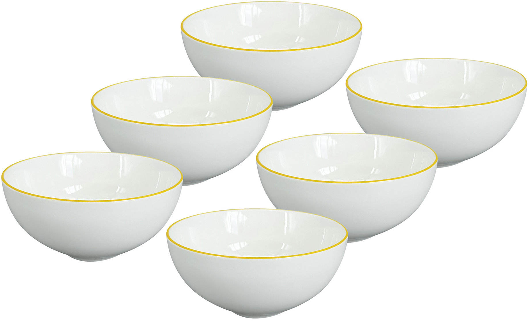 by inspire Set 6 ks - Miska Alba Yellow, průměr 15 cm, žlutá linka