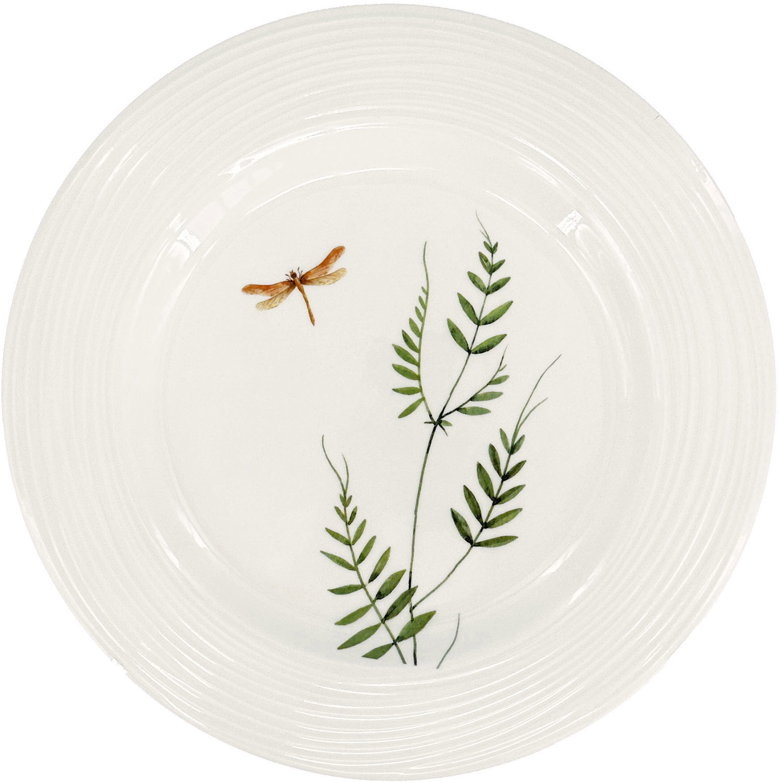 by inspire Porcelánový mělký talíř Croft Vážka 27,5 cm, zelený / hnědý