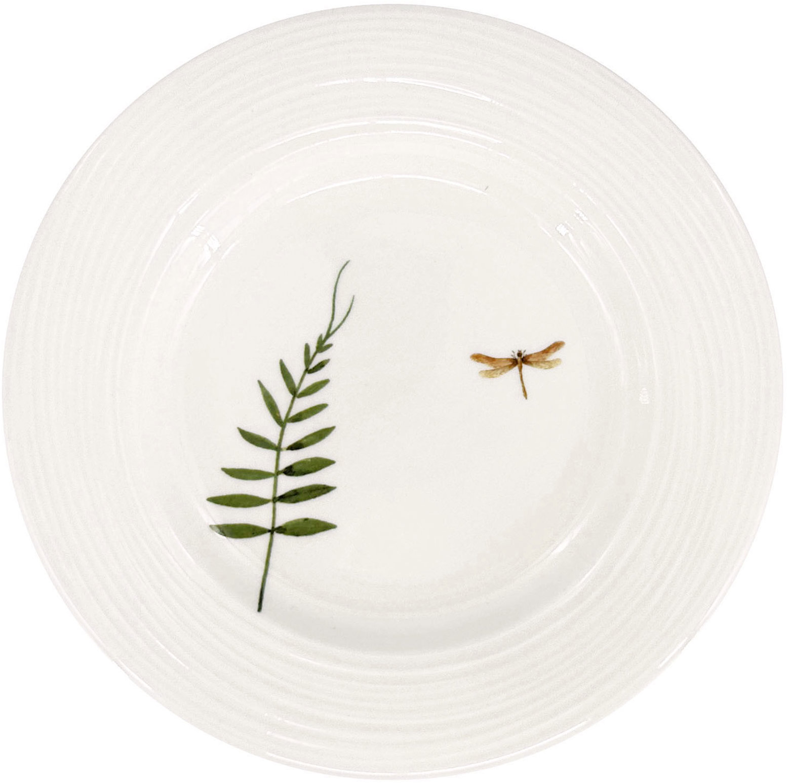 by inspire Porcelánový dezertní talíř Croft Vážka 20,5 cm, zelený / hnědý