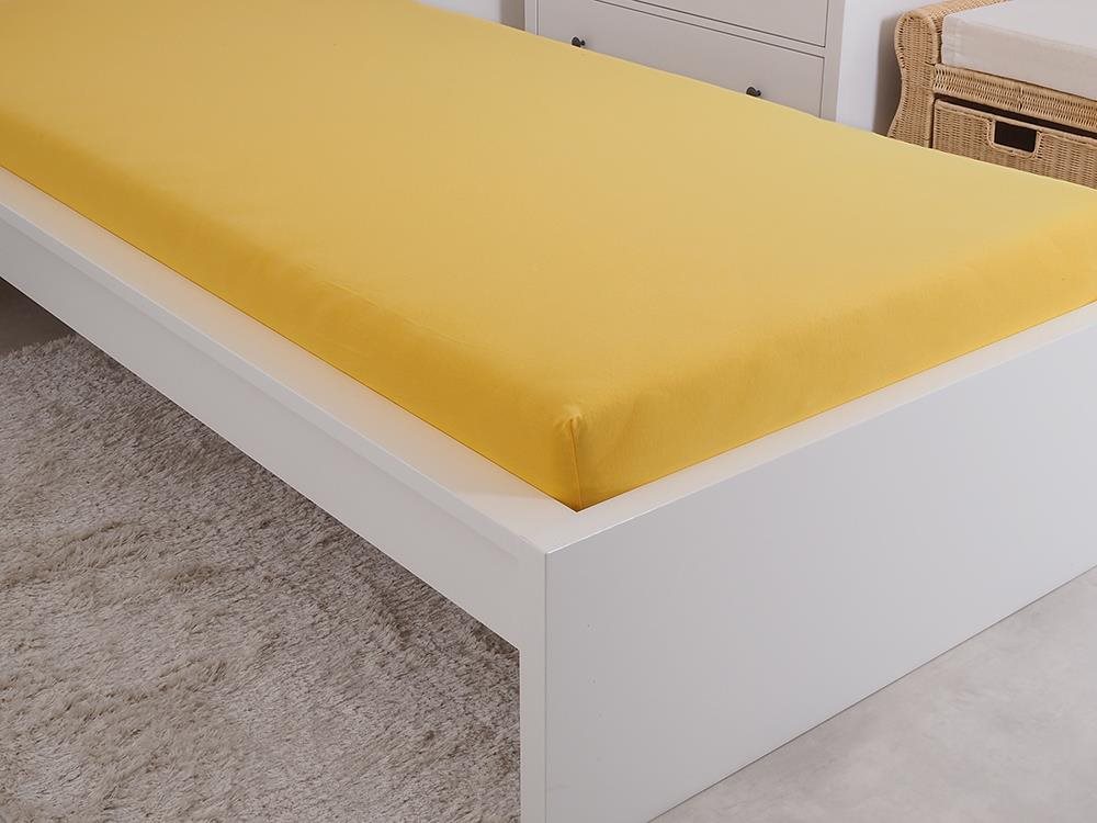 B.E.S. PETROVICE Prostěradlo Jersey česaná bavlna MAKO 180 × 200 cm, sytě žluté