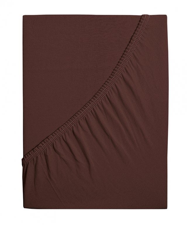 B.E.S. PETROVICE Prostěradlo Jersey česaná bavlna MAKO 180 × 200 cm, tmavě hnědé