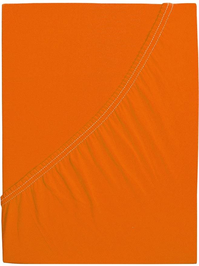 B.E.S. PETROVICE Prostěradlo Jersey česaná bavlna MAKO 160 × 200 cm, sytě oranžové