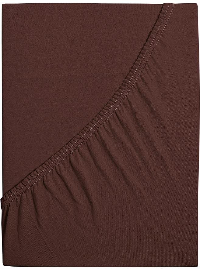 B.E.S. PETROVICE Prostěradlo Jersey česaná bavlna MAKO 200 × 220 cm, tmavě hnědé