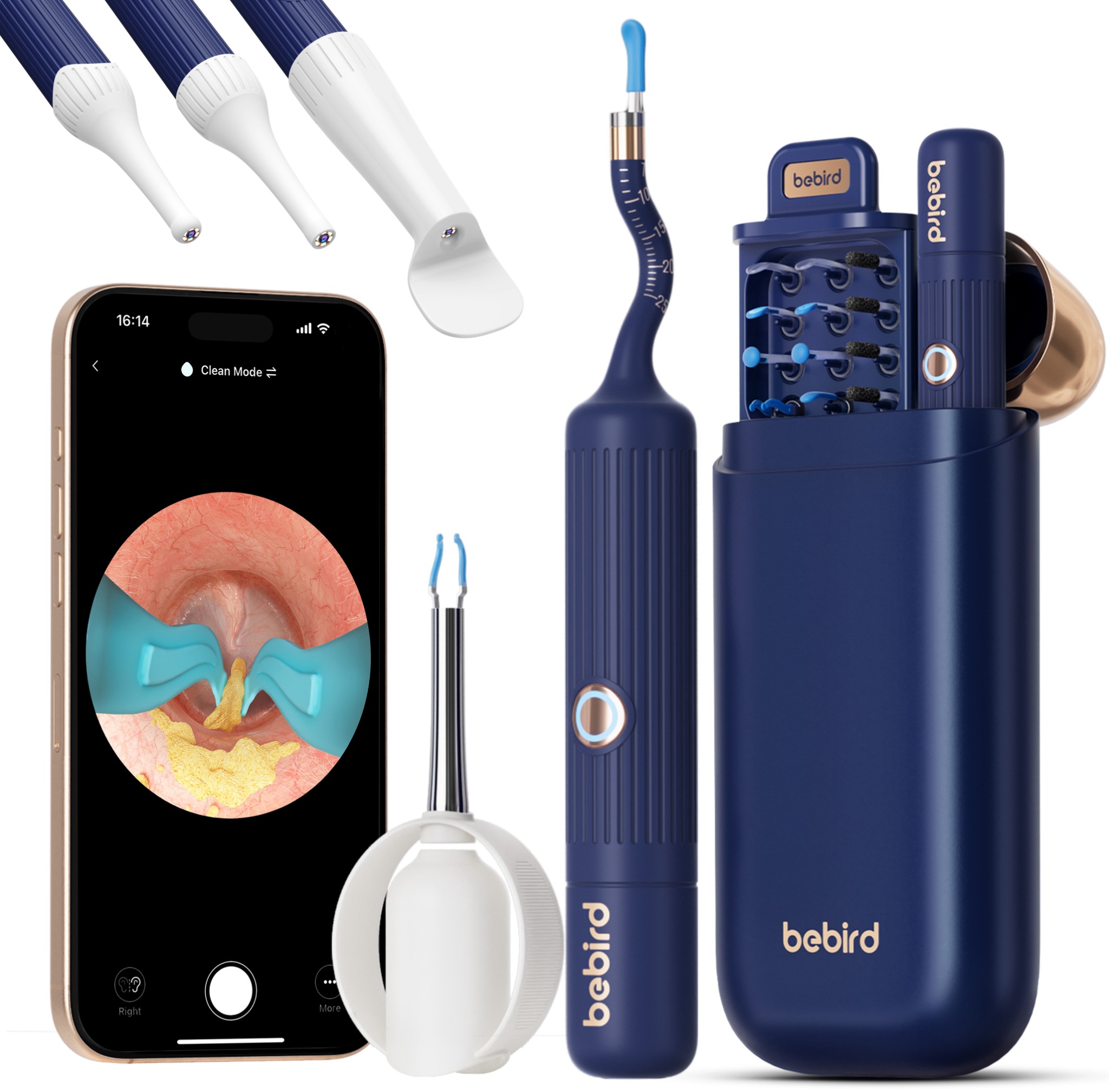 Bebird EarSight Plus I35R - čistič ušního mazu s kamerou, modrý