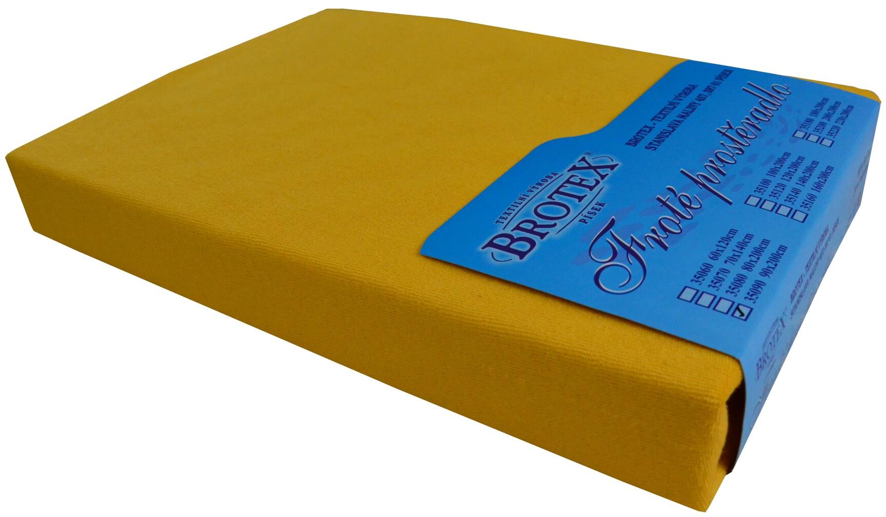 Brotex Froté prostěradlo 90 × 200 cm, sytě žluté