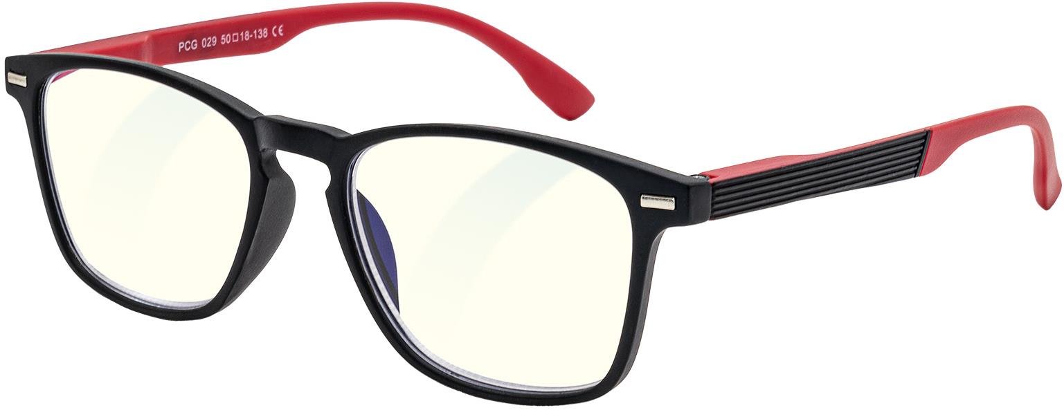 GLASSA Blue Light Blocking Glasses PCG 029, +3,00 dio, černo červené