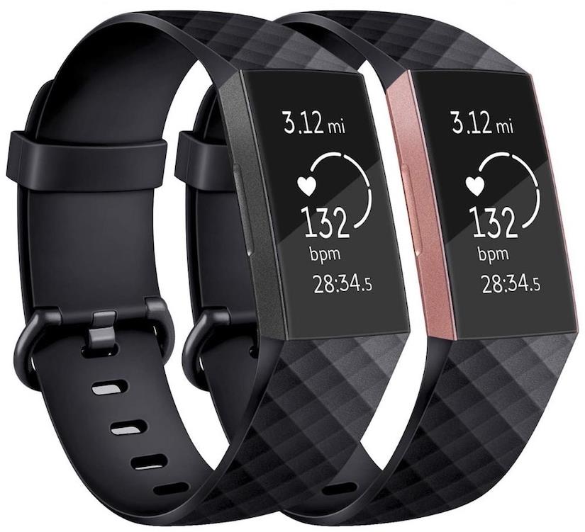 BStrap Silicone Diamond pro Fitbit Charge 3 / 4 black, velikost L