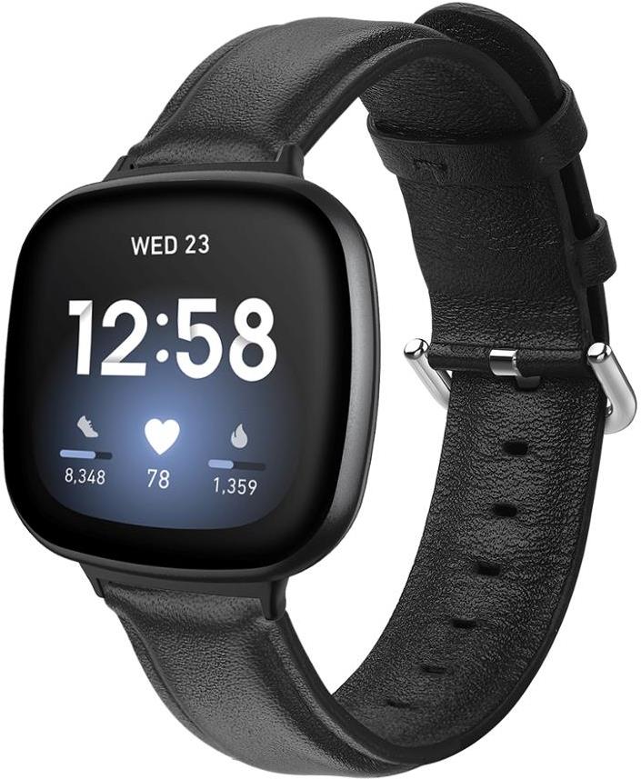 BStrap Leather Lux pro Fitbit Versa 3, black