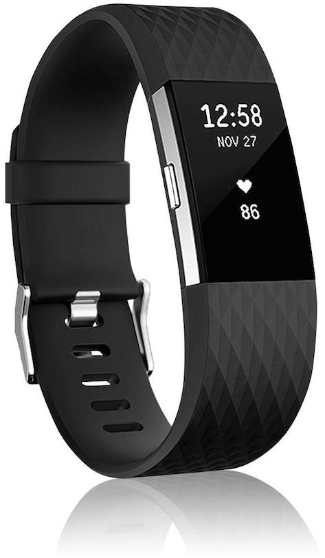 BStrap Silicone Diamond pro Fitbit Charge 2 black, velikost L