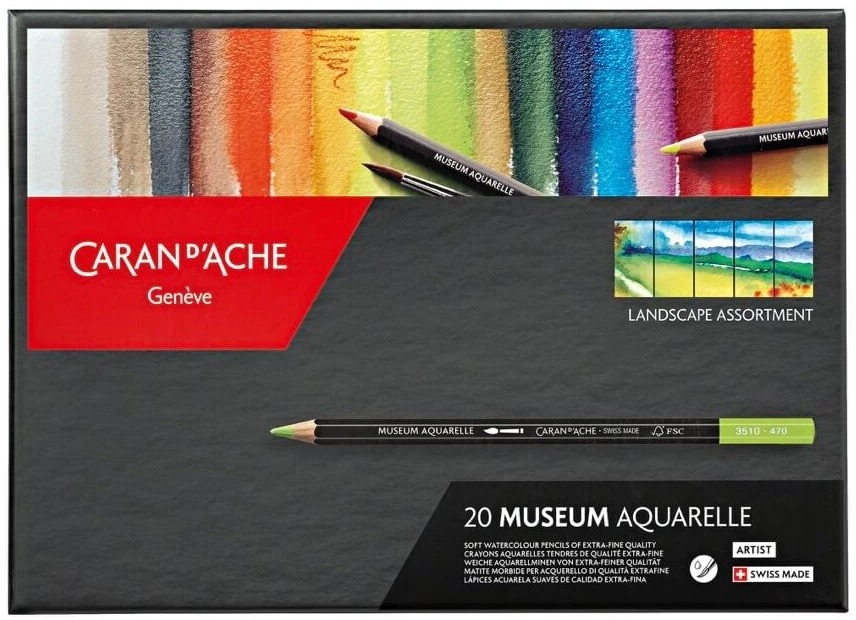 Sada akvarelových pastelů CARAN D'ACHE Museum Aquarelle Landscape 20 barev