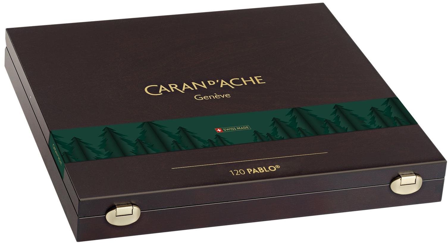 CARAN D'ACHE Pablo 120 barev v dřevěném boxu