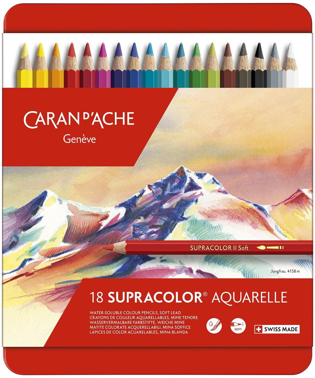 CARAN D'ACHE Supracolor Aquarelle 12 barev - pastelky