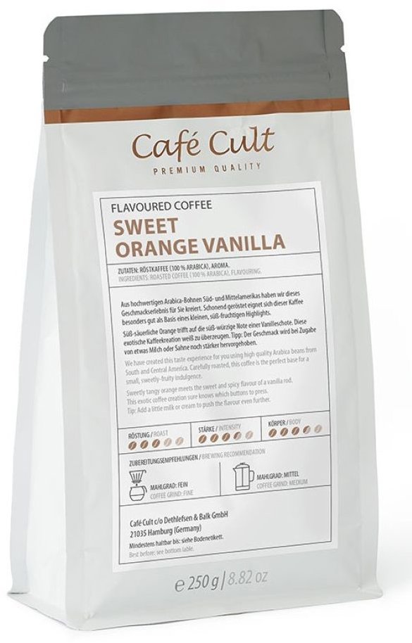 Café Cult Ochucená zrnková káva Sladký pomeranč Vanilka 250 g
