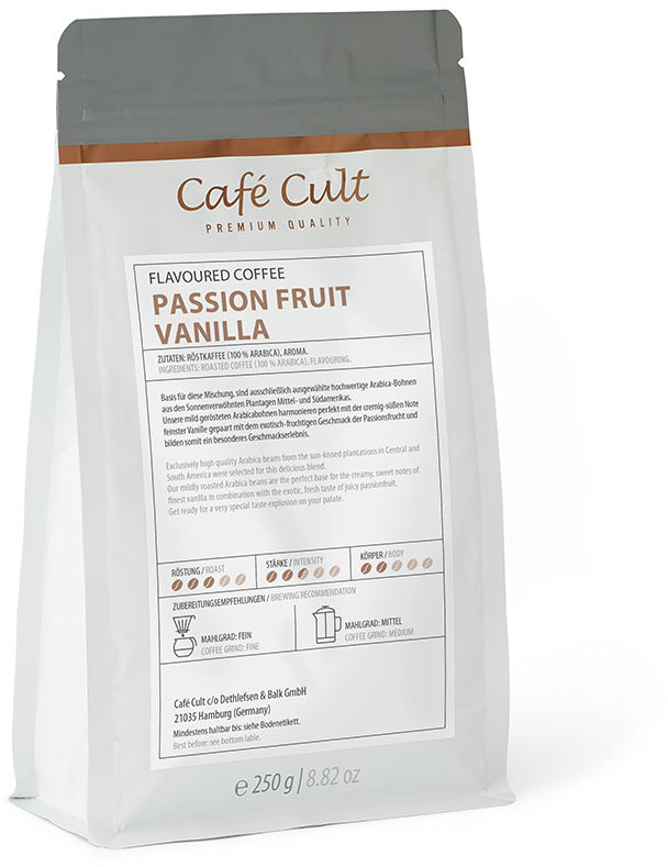 Café Cult Ochucená zrnková káva Mučenka a vanilka 250 g