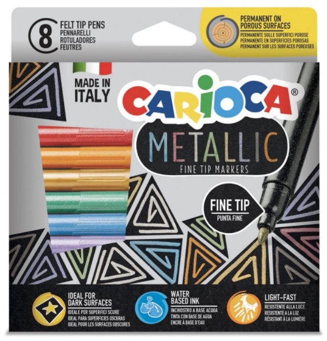 CARIOCA Metallic fix s jemným hrotem 8 ks