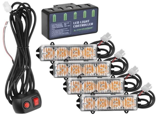 Carmotion Výstražné LED světlo, oranžové, set 4 ks