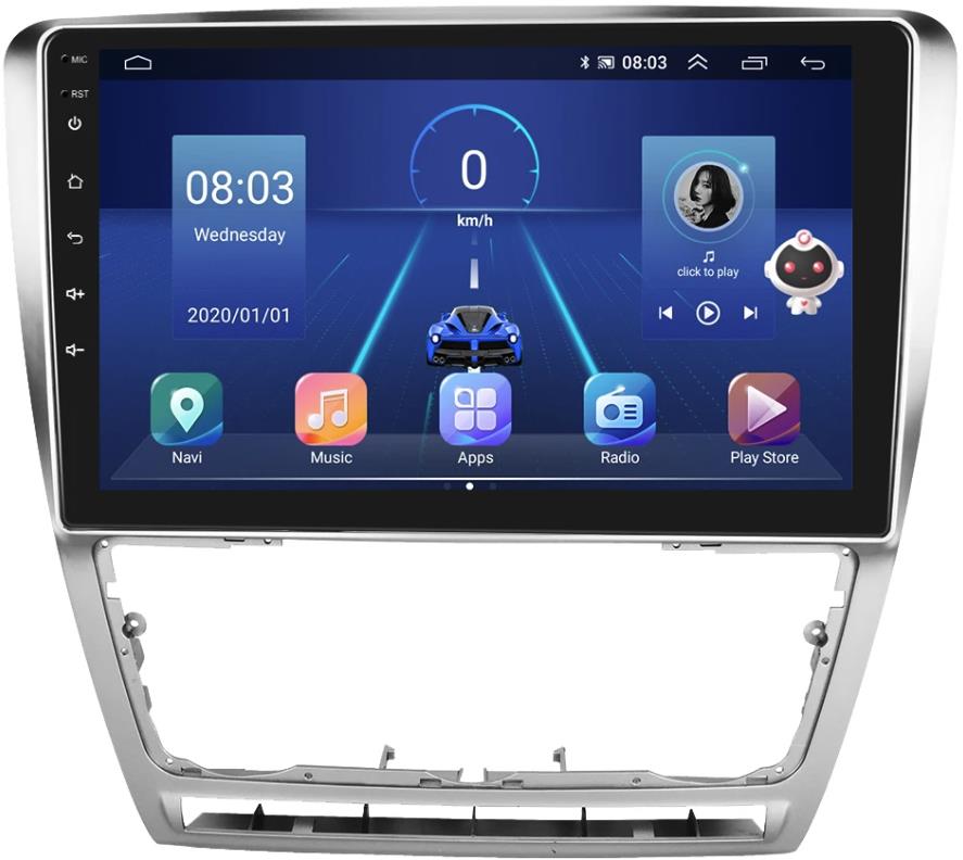 HIZPO Autorádio Skoda Octavia 2, mk2, II 2004-2013, Android, stříbrné