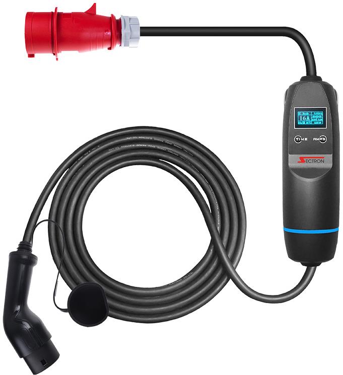 Nabíjecí kabel pro elektromobily sectron přenosná nabíječka pro elektromobil - 16 a, 400 v, cee 5pin - type 2, délka 10 m