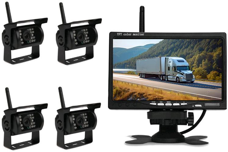 Xtech electronics Bezdrátový digitální parkovací a couvací set XPZ-WD4, 12-24 V, 7" LCD + 4× kamera