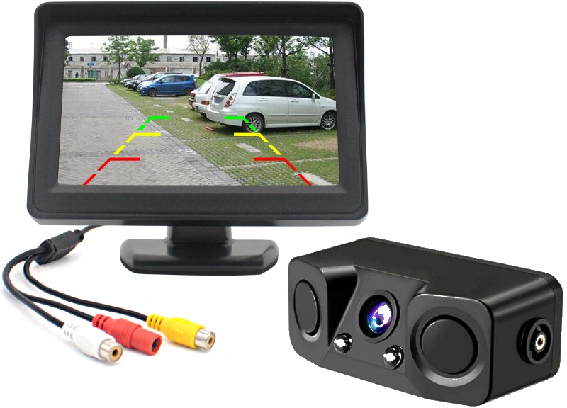 Xtech electronics Parkovací a couvací set - LCD monitor 4,3" + AHD kamera se 2 senzory