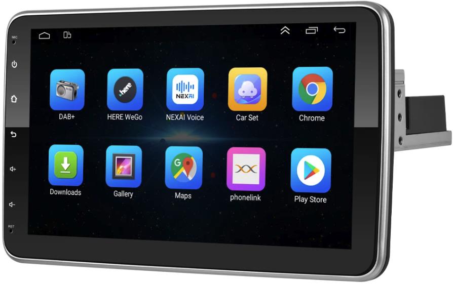 Ossuret 1Din Otočné autorádio 4 GB RAM s Apple CarPlay, Android Auto, GPS rádio posuvné rotující