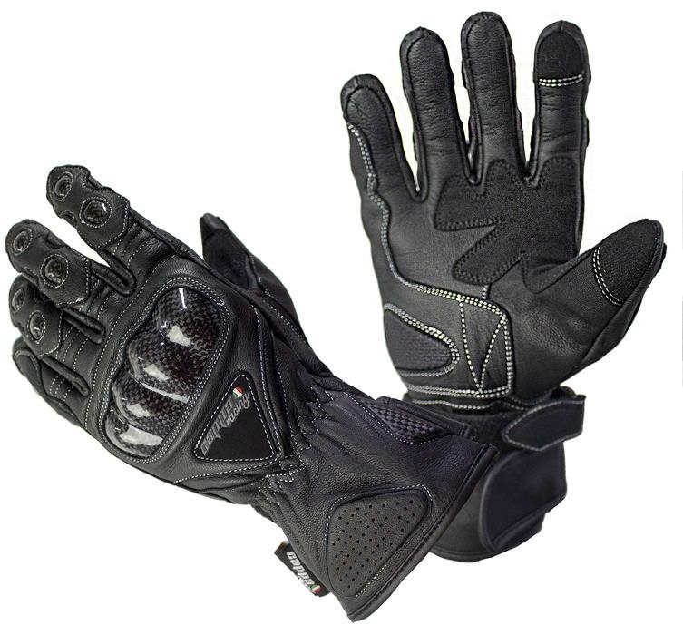 Cappa Racing Rukavice moto Cap kožené dlouhé černé S