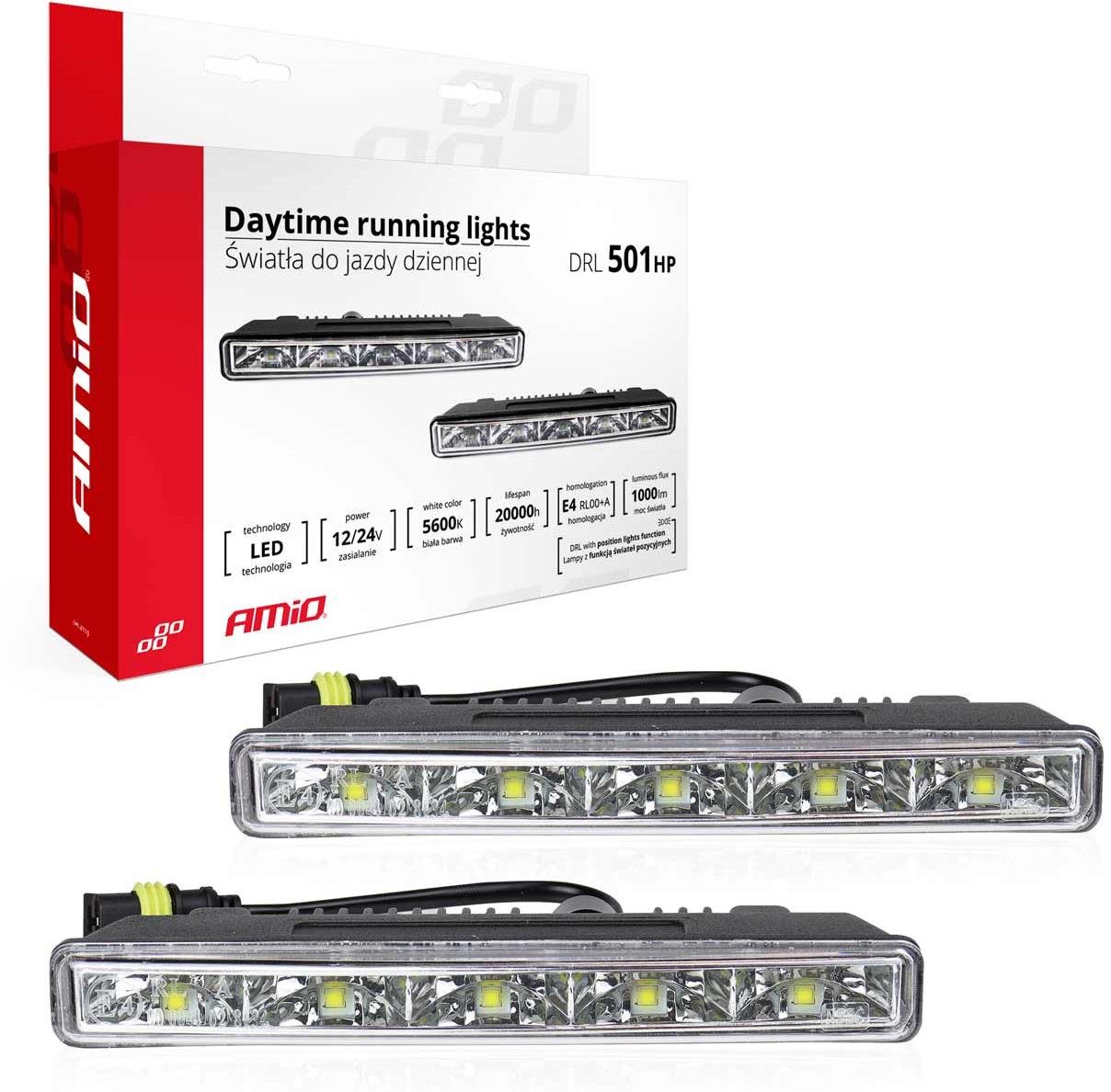 Amio Světla pro denní svícení 5 × LED 12 / 24 V 187 × 23,5 × 46 mm