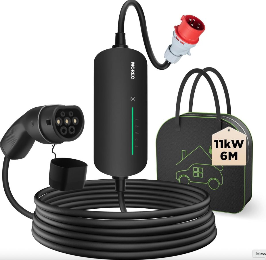 Morec Nabíjecí EV kabel pro elektromobily typ 2, 16A 6 m 11 kW, třífázové, AC 380V/50 Hz, IP66