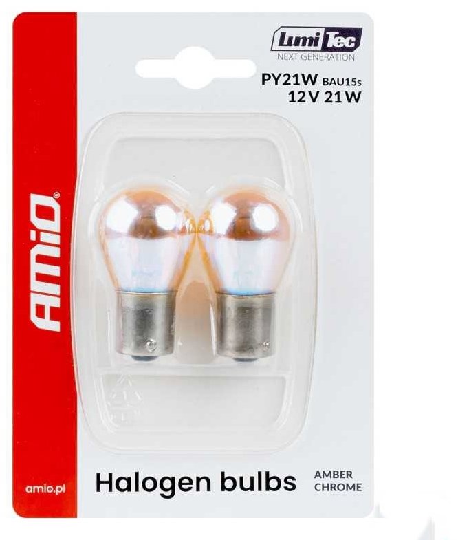 AMIO AMBER CHROME blistr 12V 21W BAU15s, 2 ks