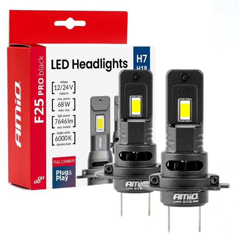 AMIO LED žárovka H7 12/24V 3823 lm, 2 ks
