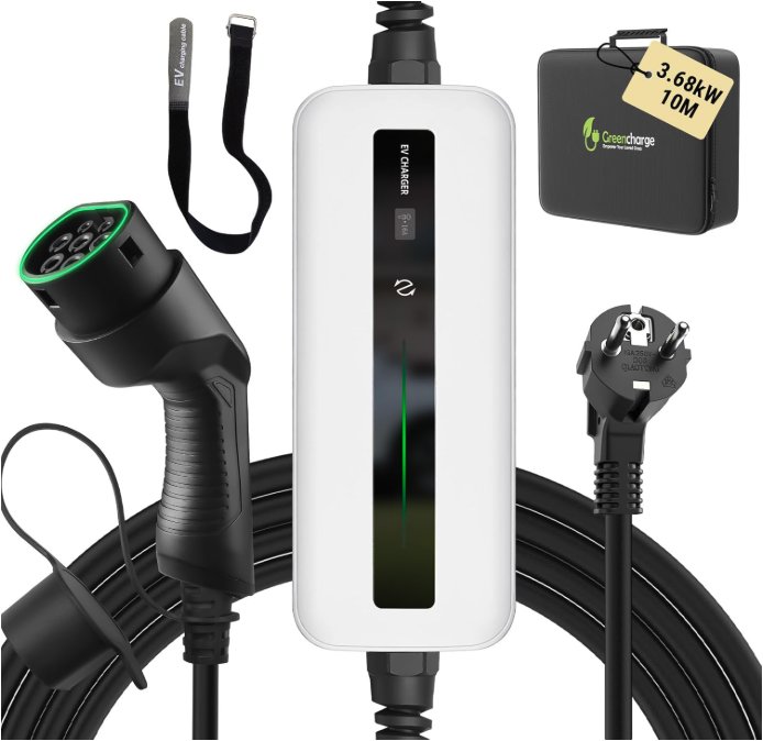 Morec Přenosná nabíječka pro elektromobily typ 2, 10/16A, 3,68 kW, 10 m jedna fáze, EU, 230V