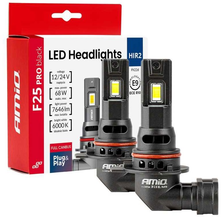 AMIO LED žárovka HIR2 12/24V 3823 lm, 2 ks