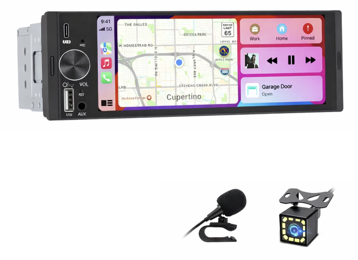 Junsun 1DIN Autorádio 6,86" s CarPlay, Android Auto, Bluetooth, Parkovací kamera, USB C
