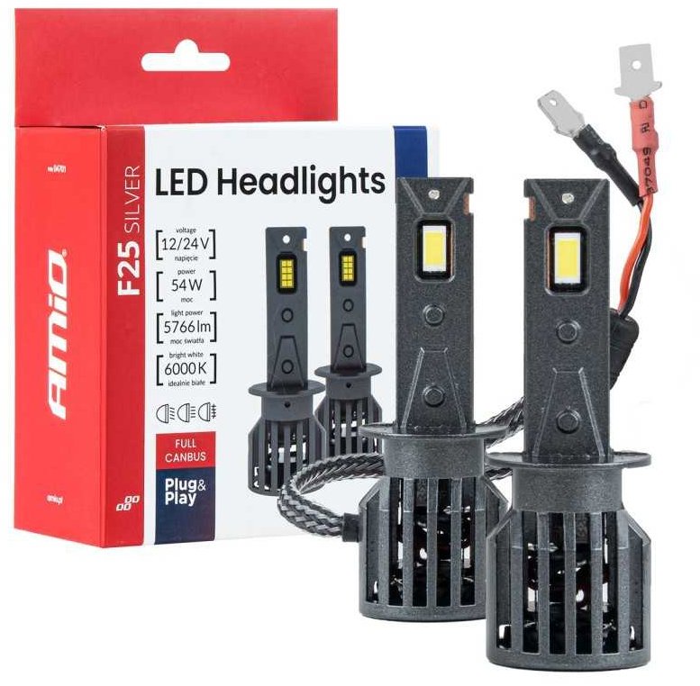 AMIO 2 ks žárovka LED H1 12V 2883 lm