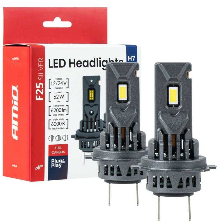 AMIO 2 ks žárovka LED H7 12/24V 3100 lm