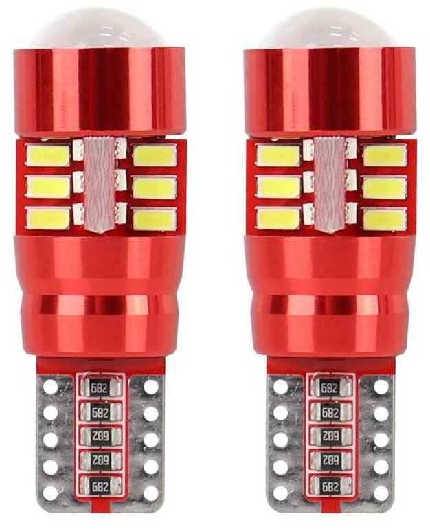 AMIO 2 ks LED 12V/24V 5W W2,1 × 9, 5d čirá CANBUS