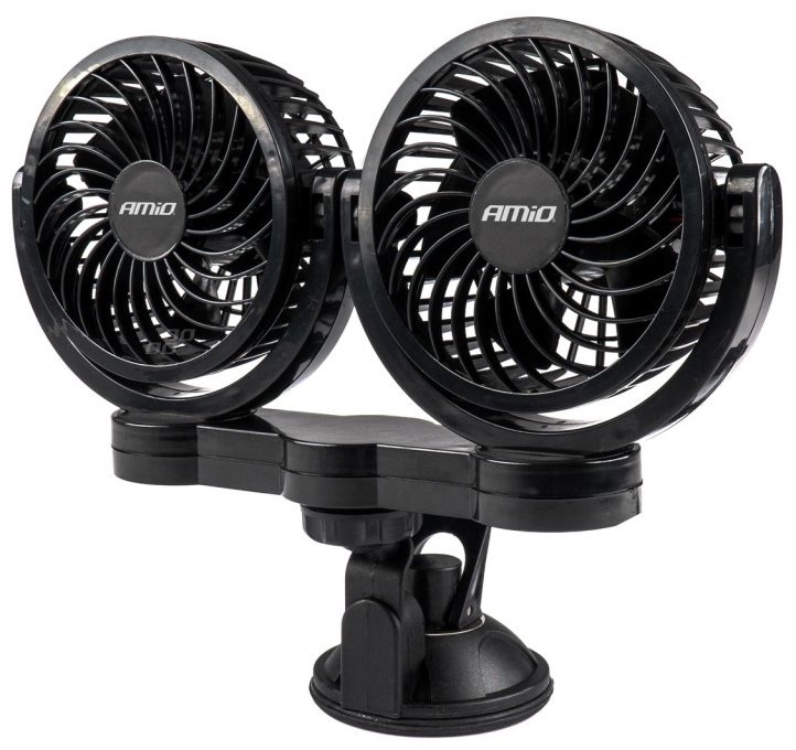 AMIO Ventilátor do auta s přísavkou 2x4"/24V