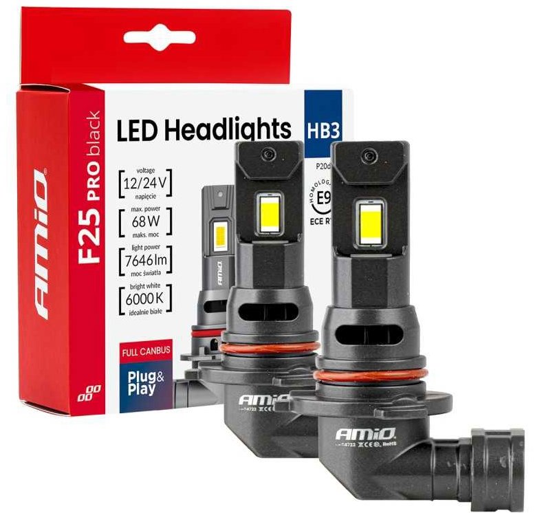 AMIO 2 ks žárovka LED HB3 12/24V 3823 lm