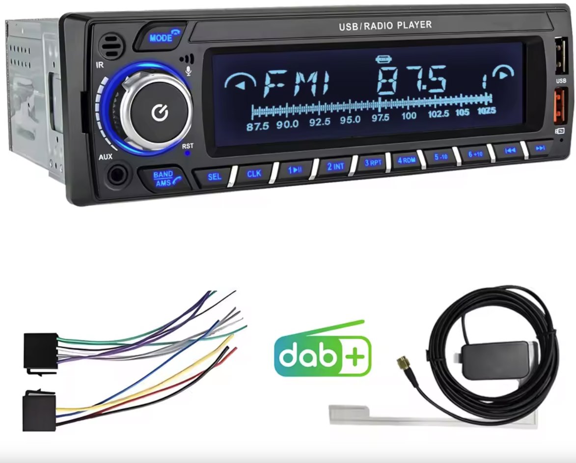 Junsun 1din Autorádio s DAB, Bluetooth, USB, měnitelná barva tlačítek, USB, RDS
