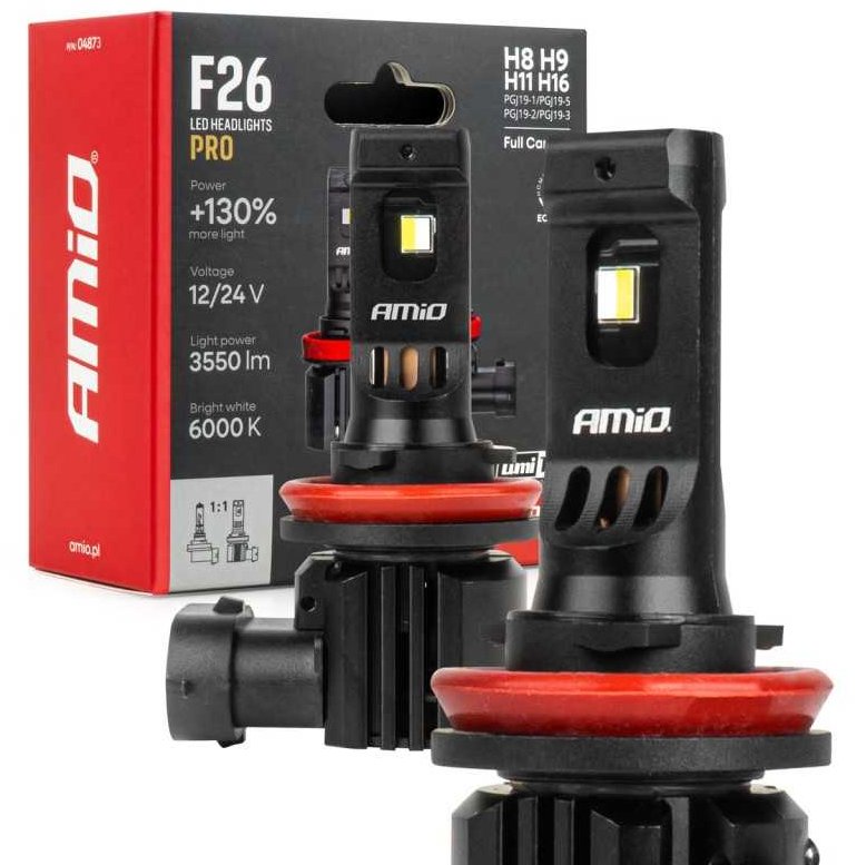Amio LED H8/H9/H11/H16 12/24V 3500 lm + 130 % 2 ks