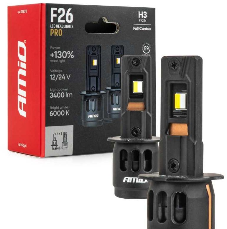 Amio LED H3 12/24V 3500 lm + 130 % 2 ks