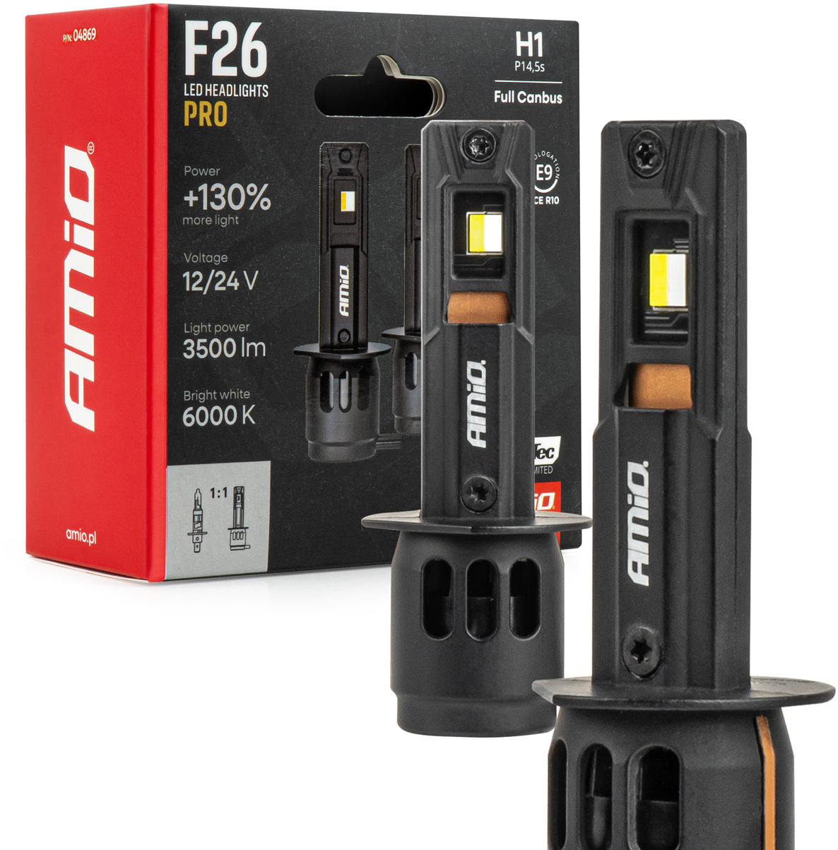 Amio LED H1 12/24V 3500 lm + 130 % 2 ks
