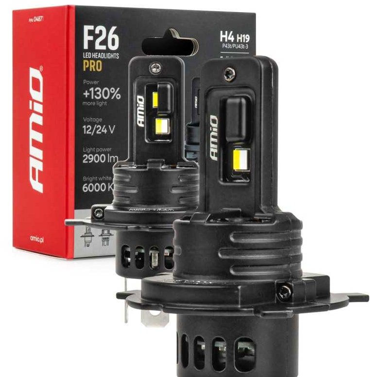 Amio LED H4/H19 12/24V 2900 lm + 130 % 2 ks