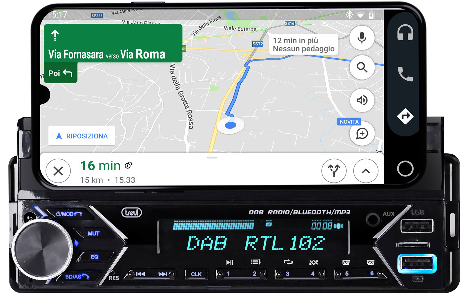 Trevi SCD 5753 DAB Autorádio s podporou chytrých telefonů