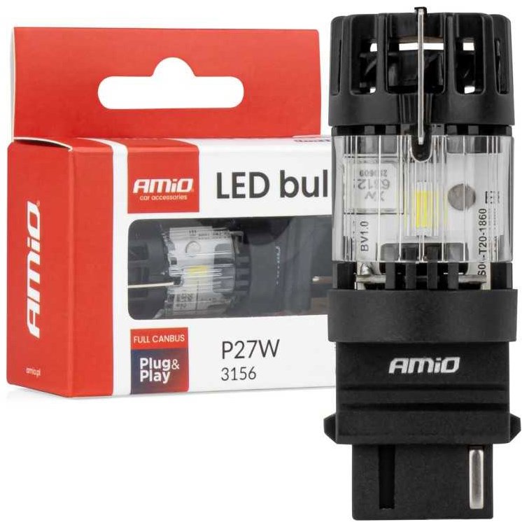 Amio LED 12 V/27 W P27W 3156 čirá FULL CANBUS 1 ks
