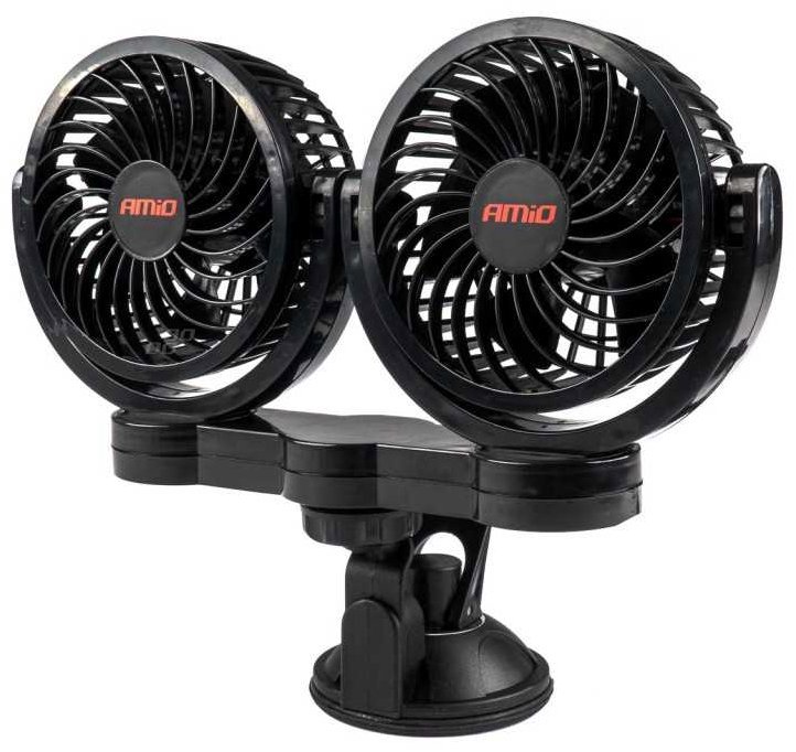 Amio Ventilátor do auta s přísavkou 12 V, dvojitý