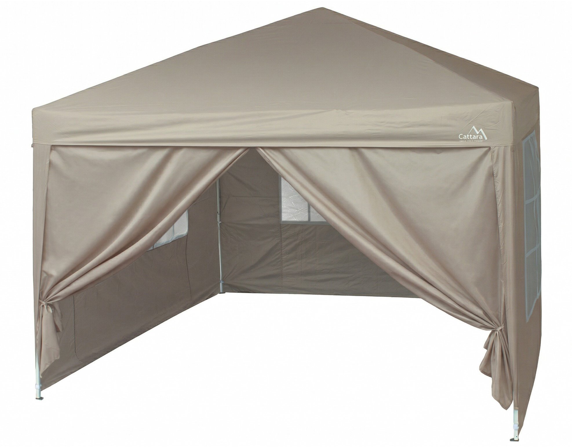 CATTARA Párty stan nůžkový 3 × 3 m s bočnicemi Palace béžový Waterproof