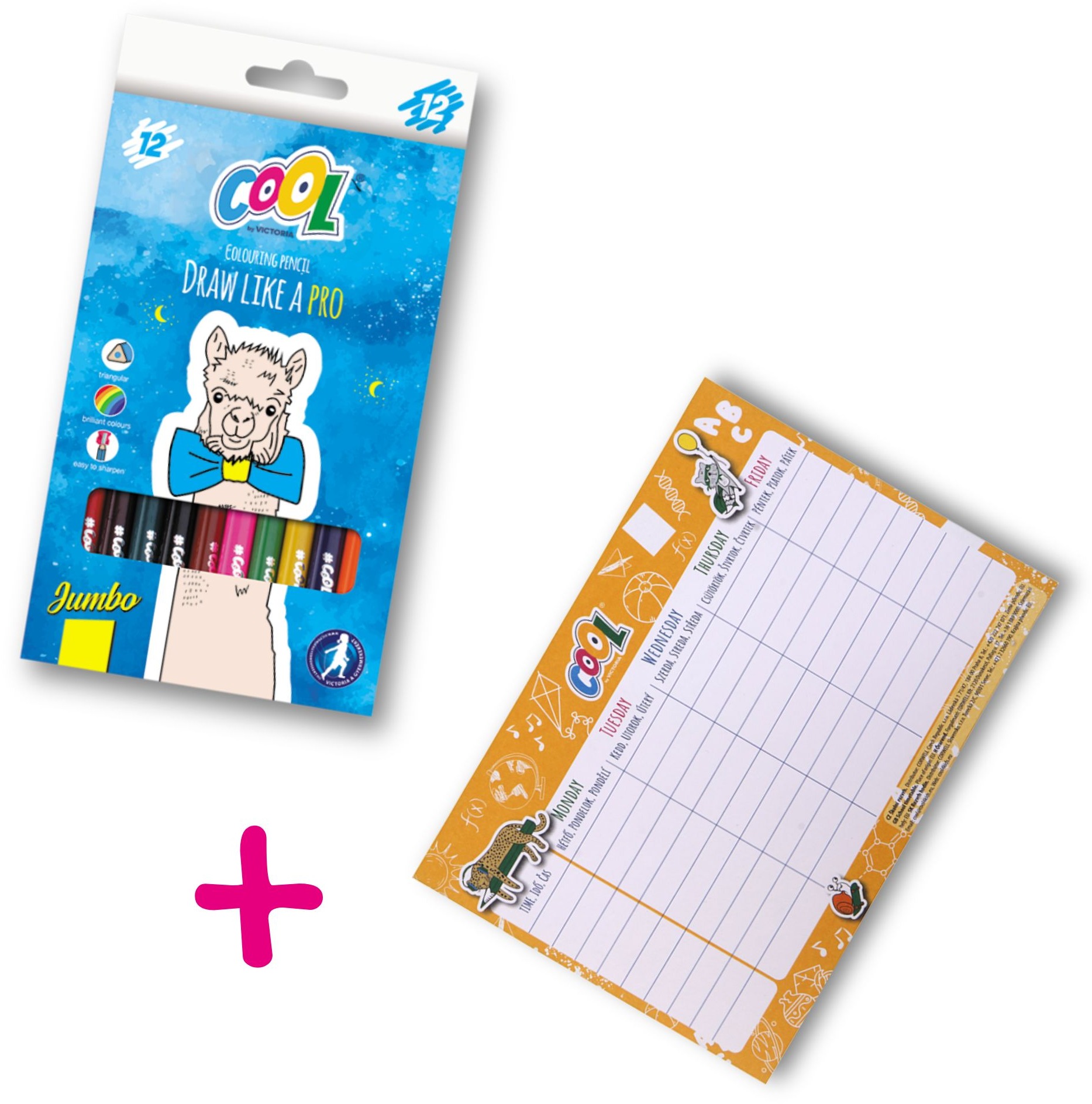 Barevné pastelky jumbo + DÁREK Rozvrh hodin od #COOL BY VICTORIA