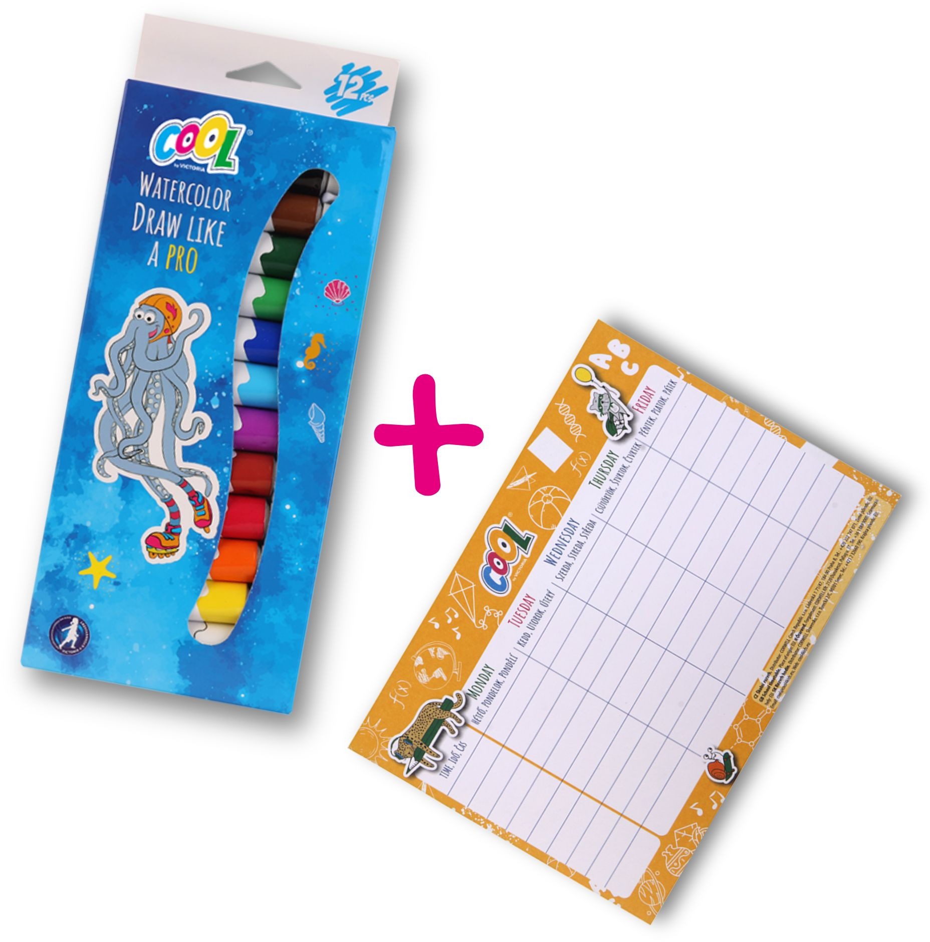 Temperové barvy, 12 ks + DÁREK Rozvrh hodin